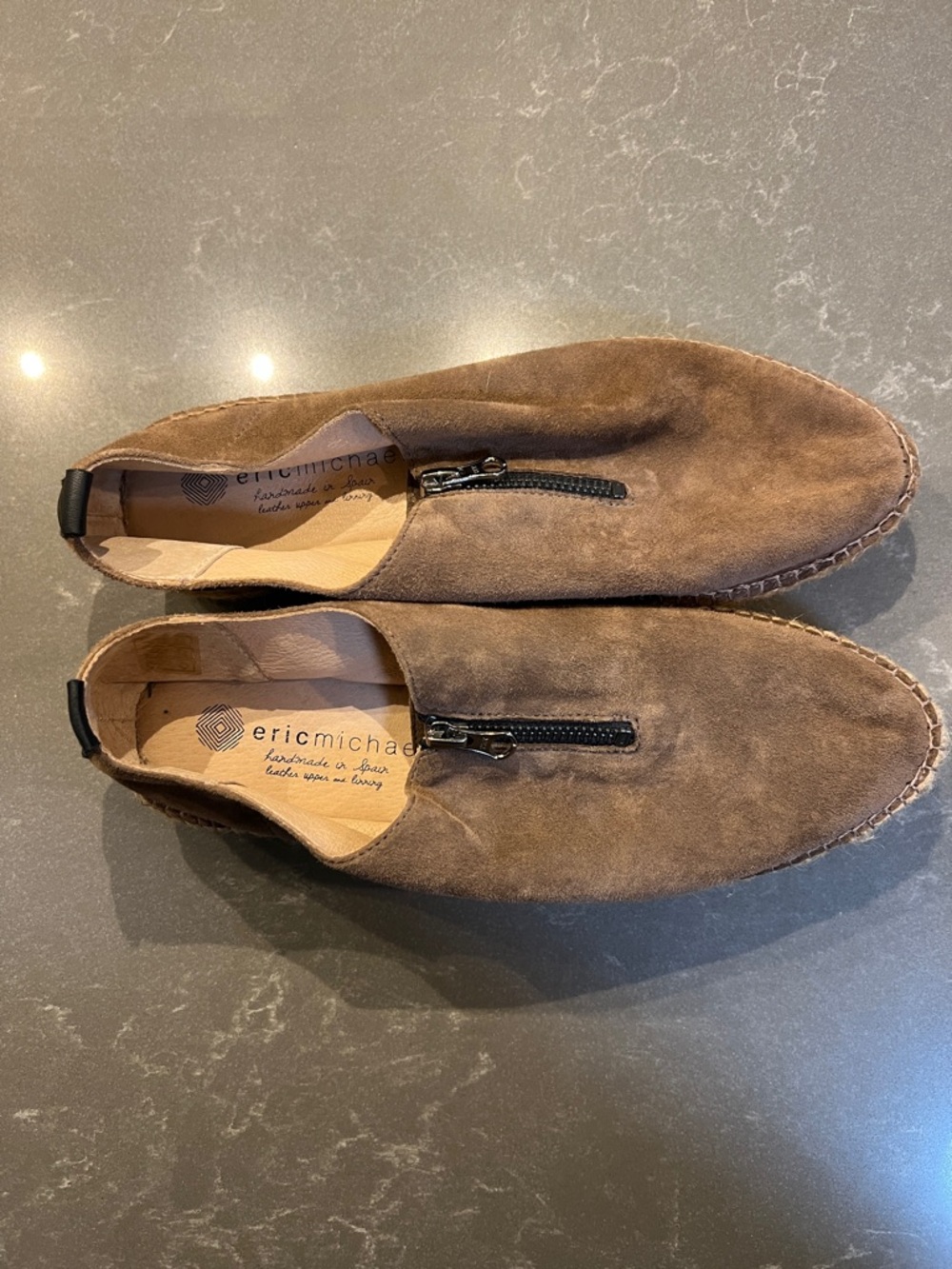 Eric Michael “The Serena” Brown Suede Slip-On Loafers with Top Zip